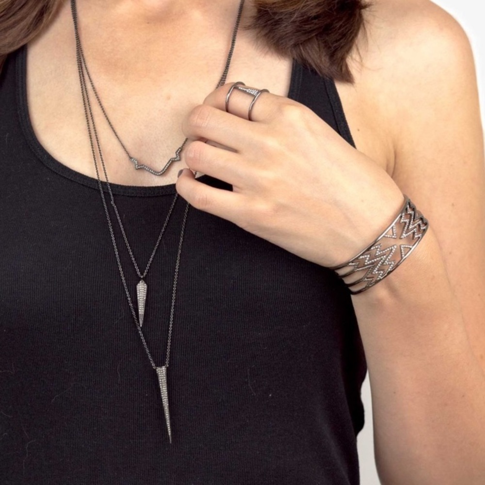 Stella & Dot | Gunmetal Hematite Black Pavé Versatile 3-in-1 Necklace Re… - Picture 2 of 13